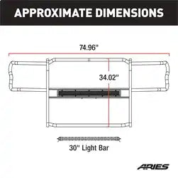 ARIES 2170006 - Pro Series Black Steel Grille Guard with Light Bar, Select Toyota Tacoma