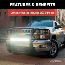 ARIES 2170026 - Pro Series Black Steel Grille Guard with Light Bar, Select Dodge, Ram 2500, 3500