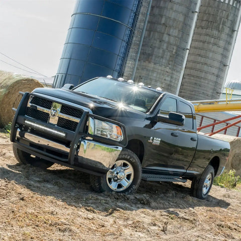 ARIES 2170026 - Pro Series Black Steel Grille Guard with Light Bar, Select Dodge, Ram 2500, 3500