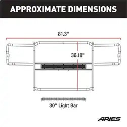 ARIES 2170030 - Pro Series Black Steel Grille Guard with Light Bar, Select Chevy Silverado 1500