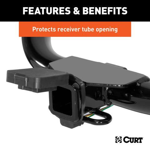 CURT 21728 2 Rubber Hitch Tube Cover with 4-Way Flat Holder (Packaged)