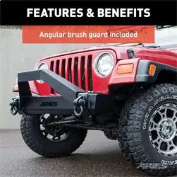 ARIES 2186001 - TrailCrusher Jeep Wrangler TJ Steel Front Bumper with Brush Guard, 9.5K