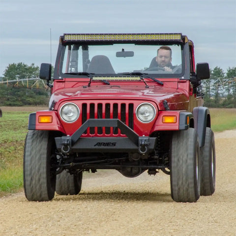 ARIES 2186001 - TrailCrusher Jeep Wrangler TJ Steel Front Bumper with Brush Guard, 9.5K