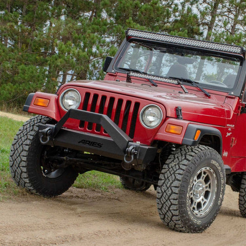 ARIES 2186001 - TrailCrusher Jeep Wrangler TJ Steel Front Bumper with Brush Guard, 9.5K