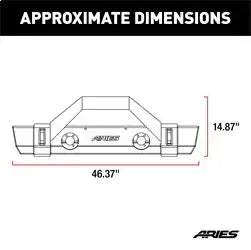 ARIES 2186002 - TrailCrusher Jeep JL, Gladiator Steel Front Bumper with Brush Guard, 12.5K