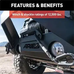 ARIES 2186002 - TrailCrusher Jeep JL, Gladiator Steel Front Bumper with Brush Guard, 12.5K