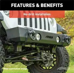 ARIES 2186002 - TrailCrusher Jeep JL, Gladiator Steel Front Bumper with Brush Guard, 12.5K