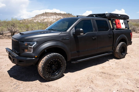 Raptor Series 2204-0132BT - 5 In OEM Style Full Tread Slide Track Running Boards Black Textured Aluminum 07-21 Toyota Tundra Double Cab