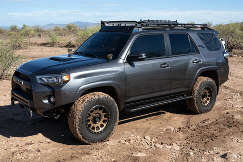 Raptor Series 2204-0144BT - 5 In OEM Style Full Tread Slide Track Running Boards Black Textured Aluminum 10-23 Toyota 4Runner