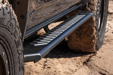 Raptor Series 2204-0144BT - 5 In OEM Style Full Tread Slide Track Running Boards Black Textured Aluminum 10-23 Toyota 4Runner
