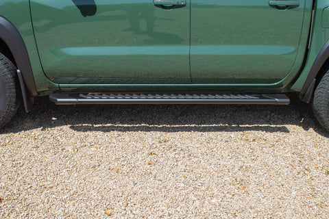 Raptor Series 2207-0589BT - 5 In OEM Style Full Tread Slide Track Running Boards Black Textured Aluminum 05-24 Nissan Frontier Crew Cab