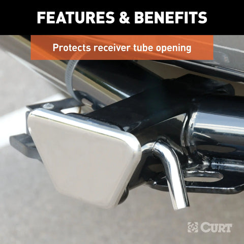 CURT 22101 - Chrome Steel Trailer Hitch Cover Fits 2-Inch Receiver