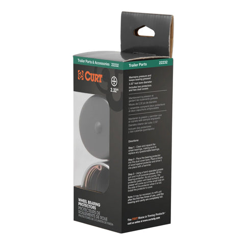 CURT 22232 2.32-Inch Trailer Wheel Bearing Protectors and Dust Covers, 2-Pack
