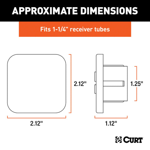 CURT 22275 Rubber Trailer Hitch Cover, Fits 1-1/4-Inch Receiver