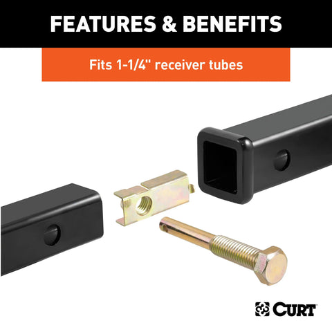 CURT 22315 - Anti-Rattle Hitch Pin and Shim (Fits 1-1/4in. Receiver with 1/2in. Hole)