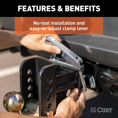CURT 22320 No-Tool Anti-Rattle Hitch Clamp for 2-1/2 Receiver