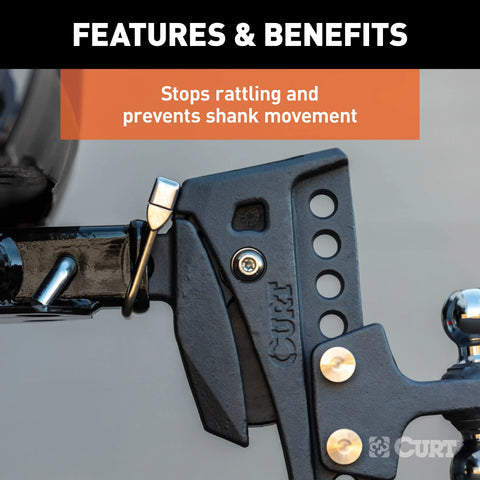 CURT 22325 No-Tool Anti-Rattle Hitch Clamp for 2 Receiver