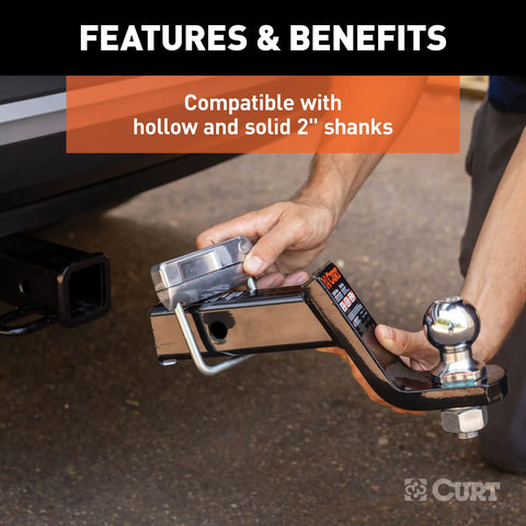 CURT 22325 No-Tool Anti-Rattle Hitch Clamp for 2 Receiver