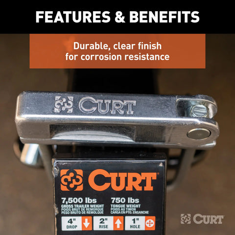 CURT 22325 No-Tool Anti-Rattle Hitch Clamp for 2 Receiver
