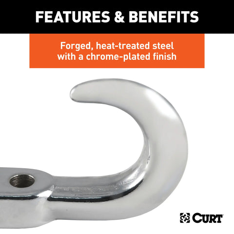 CURT 22420 Chrome Steel Tow Hook, 10,000 lbs Capacity