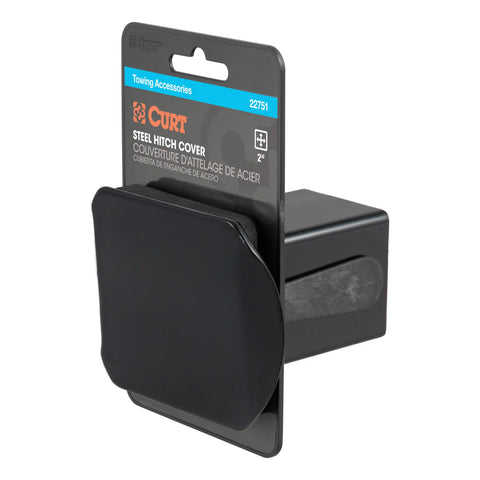 CURT 22751 Black Steel Trailer Hitch Cover, Fits 2-Inch Receiver