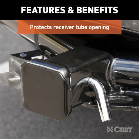 CURT 22751 Black Steel Trailer Hitch Cover, Fits 2-Inch Receiver