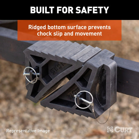CURT 22803 - HD Wheel Chock with Mounting Bracket