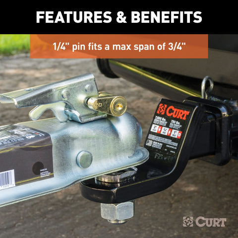 CURT 23022 Coupler Lock (1/4 Pin, 3/4 Latch Span, Padlock, Brass-Plated)