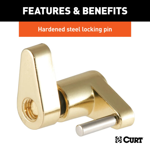 CURT 23022 Coupler Lock (1/4 Pin, 3/4 Latch Span, Padlock, Brass-Plated)