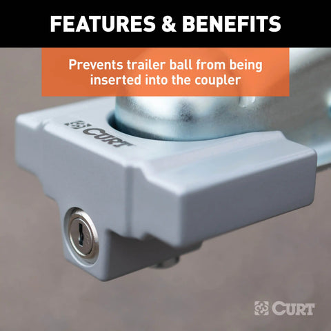CURT 23079 Trailer Coupler Lock, Fits Most 2", 1-7/8 Couplers (Grey Aluminum)