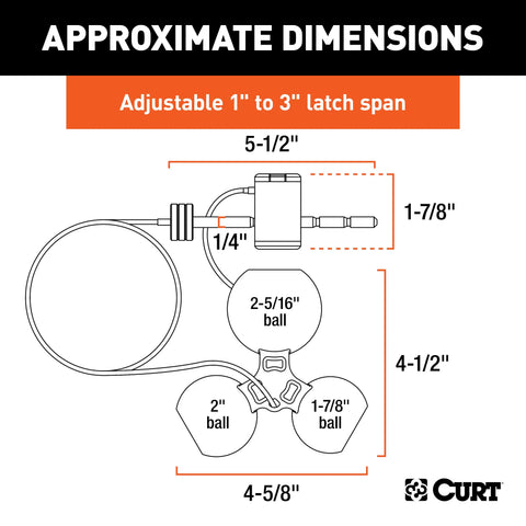 CURT 23082 Universal Tri-Ball Trailer Coupler Lock, Fits 1-7/8, 2, 2-5/16-Inch