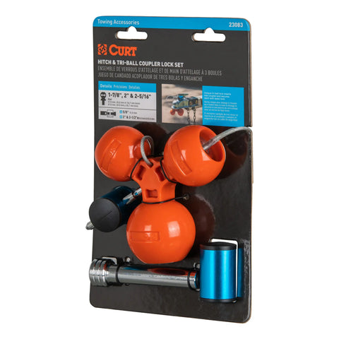 CURT 23083 Hitch & Tri-Ball Coupler Lock Set (Up to 2-1/2 Receiver, 1-7/8", 2", 2-5/16")
