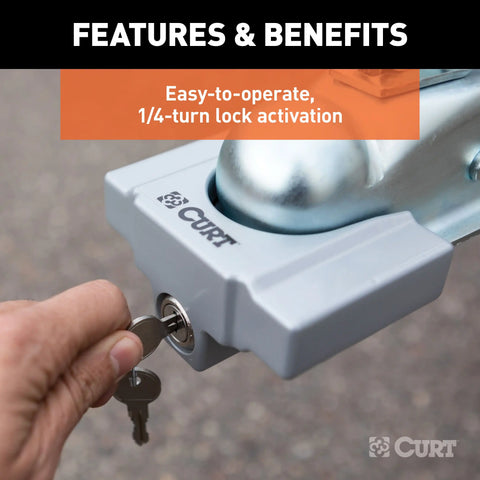 CURT 23086 - Hitch/Coupler Lock Set (2in. Receiver 1/2in. to 2-1/2in. Latch 1-7/8in./2in. L