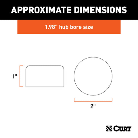 CURT 23198 1.98-Inch Trailer Wheel Bearing Protector Dust Covers, 2-Pack