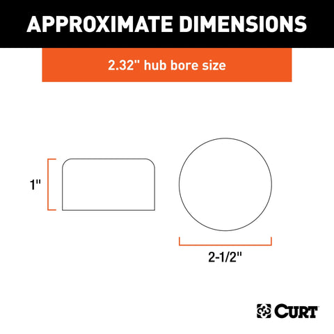 CURT 23232 2.32-Inch Trailer Wheel Bearing Protector Dust Covers, 2-Pack