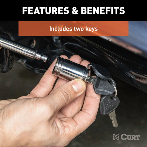 CURT 23501 - Trailer Hitch Lock 1/2-Inch Pin Diameter Fits 1-1/4-Inch Receiver