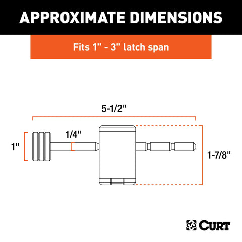 CURT 23503 Coupler Lock (1/4 Pin, 1 to 3 Latch Span, Right-Angle, Chrome)