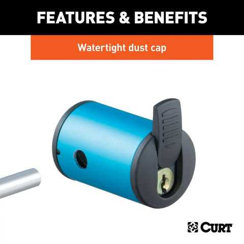 CURT 23503 Coupler Lock (1/4 Pin, 1 to 3 Latch Span, Right-Angle, Chrome)