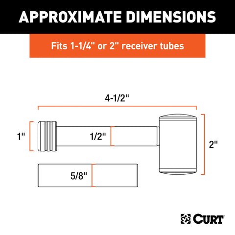 CURT 23506 1/2 Hitch Lock with 5/8 Adapter (1-1/4 or 2 Receiver, Right-Angle, Chrome)