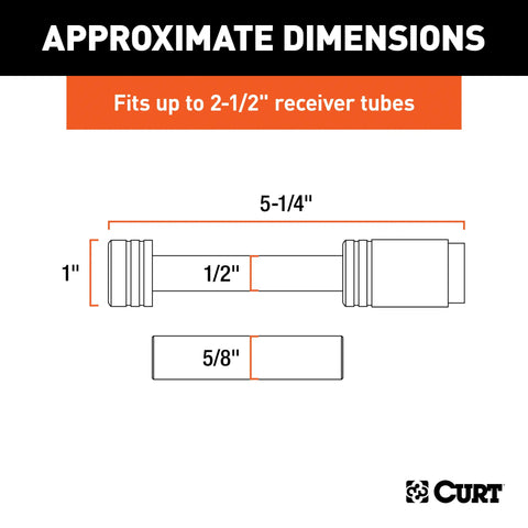 CURT 23517 1/2 Hitch Lock with 5/8 Adapter (1-1/4 or 2 Receiver, Barbell, Stainless)