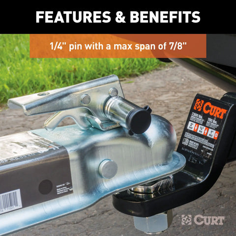 CURT 23520 Coupler Lock (1/4 Pin, 7/8 Latch Span, Barbell, Chrome)