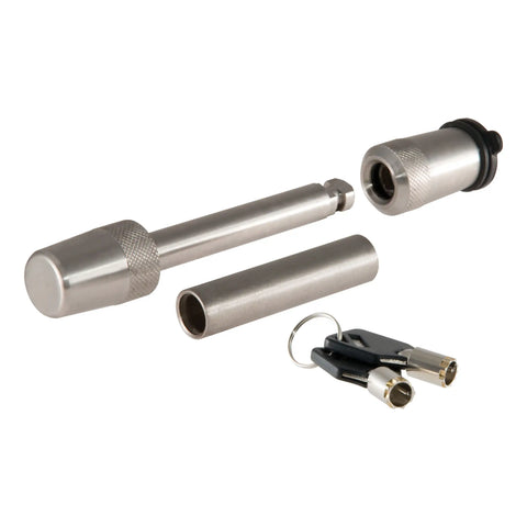 CURT 23580 1/2 Hitch Lock with 5/8 Adapter (1-1/4 or 2 Receiver, Barbell, Stainless)