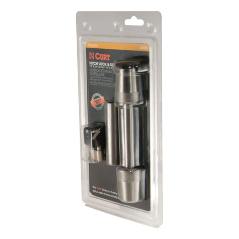 CURT 23580 1/2 Hitch Lock with 5/8 Adapter (1-1/4 or 2 Receiver, Barbell, Stainless)