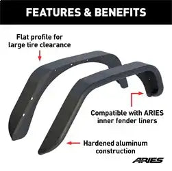 ARIES 2500201 - Black Aluminum Rear Jeep Wrangler JK Fender Flares