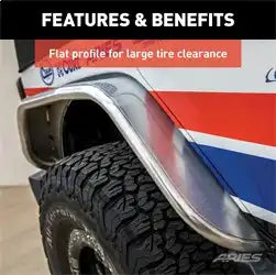 ARIES 2500202 - Paintable Raw Aluminum Rear Jeep Wrangler JK Fender Flares