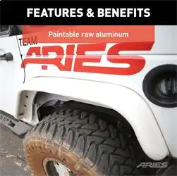 ARIES 2500202 - Paintable Raw Aluminum Rear Jeep Wrangler JK Fender Flares