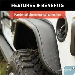 ARIES 2500203 - Black Aluminum Rear Jeep Wrangler JL Fender Flares