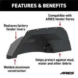 ARIES 2500350 - Jeep Wrangler JK Aluminum Rear Inner Fender Liners
