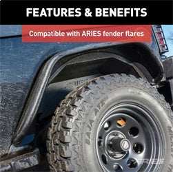 ARIES 2500350 - Jeep Wrangler JK Aluminum Rear Inner Fender Liners