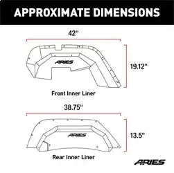 ARIES 2500450 - Jeep Wrangler JK Aluminum Front and Rear Inner Fender Liners